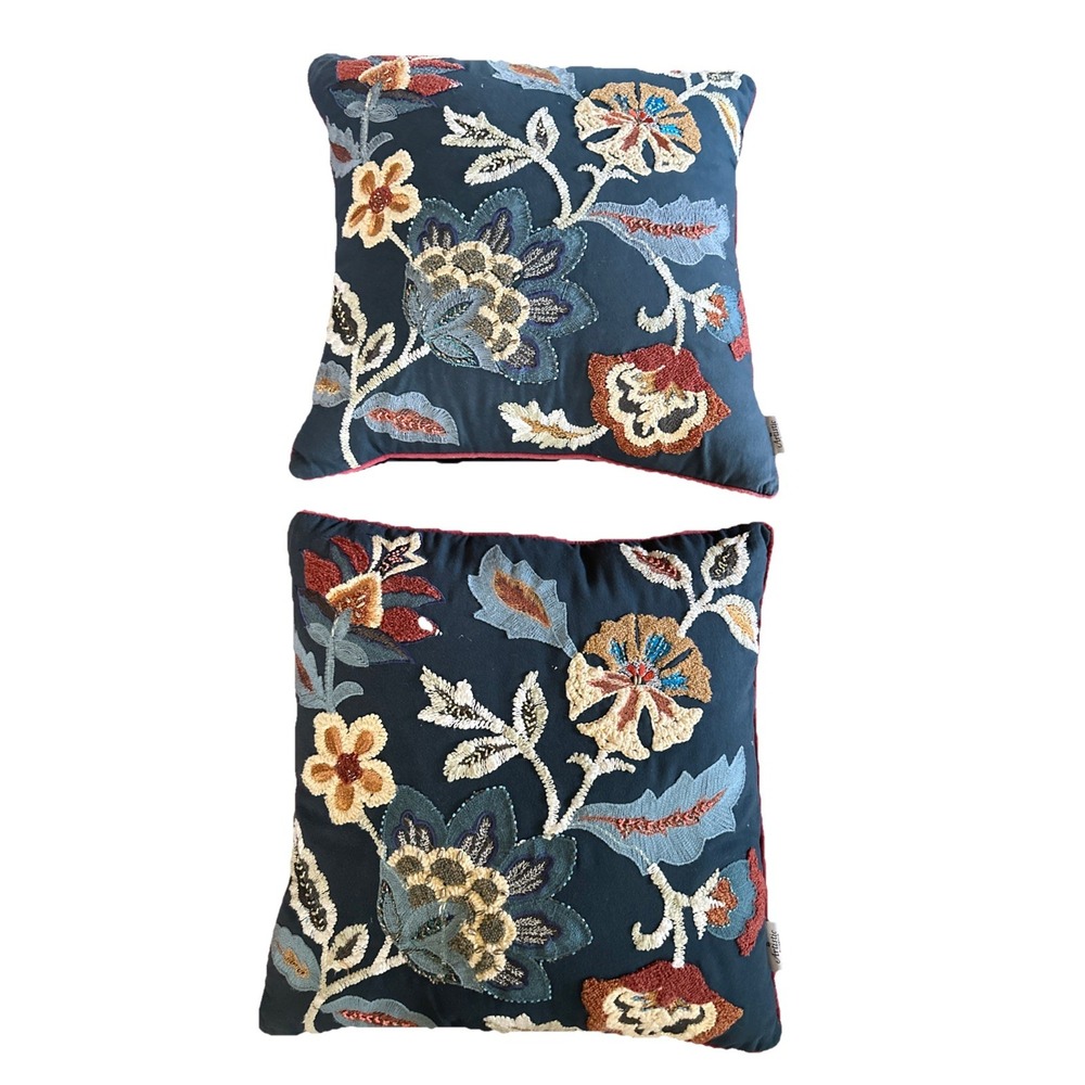 Artistic Accents Crewel Embroidered Beaded Tapestry Pillows Boho‎ Vibes Set Of 2